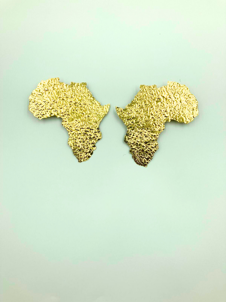 Azania African Map Statement Earrings - Handmade in Gold and Silver