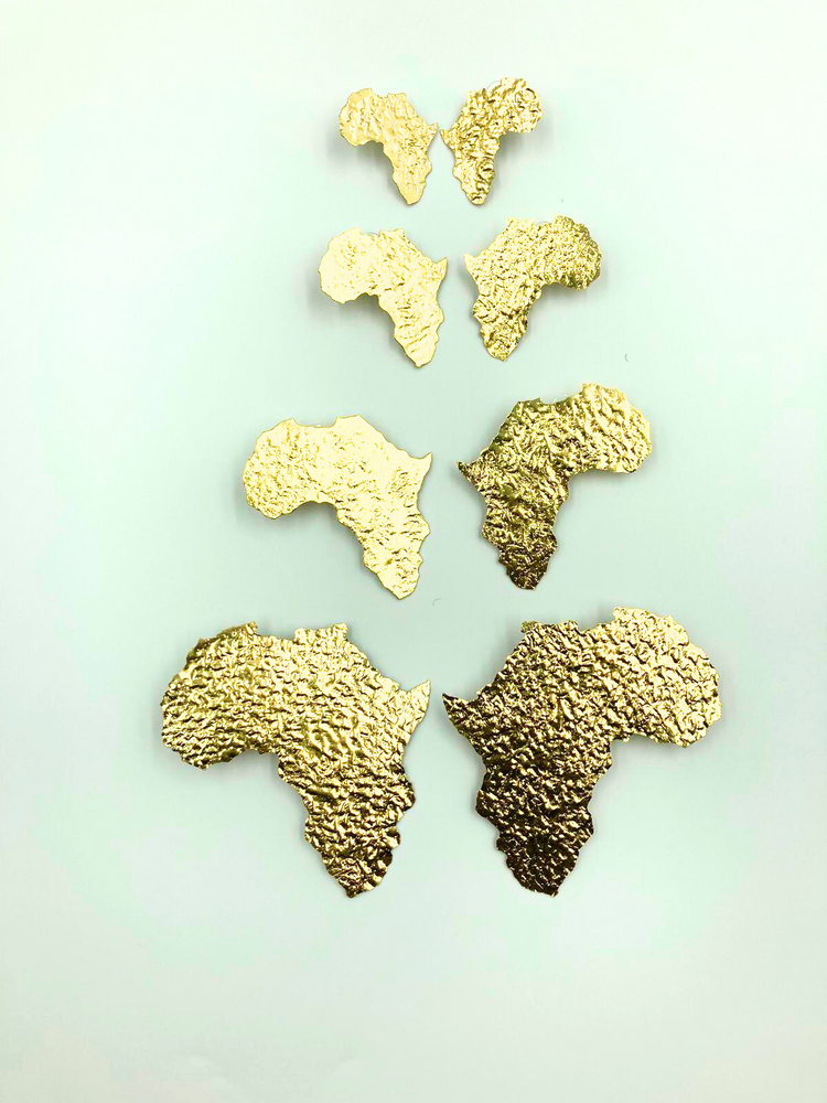 Azania African Map Statement Earrings - Handmade in Gold and Silver