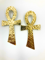 Life Ankh Earrings - Gold and Silver, Stud or Hook, (Multiple Sizes)