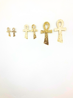 Life Ankh Earrings - Gold and Silver, Stud or Hook, (Multiple Sizes)