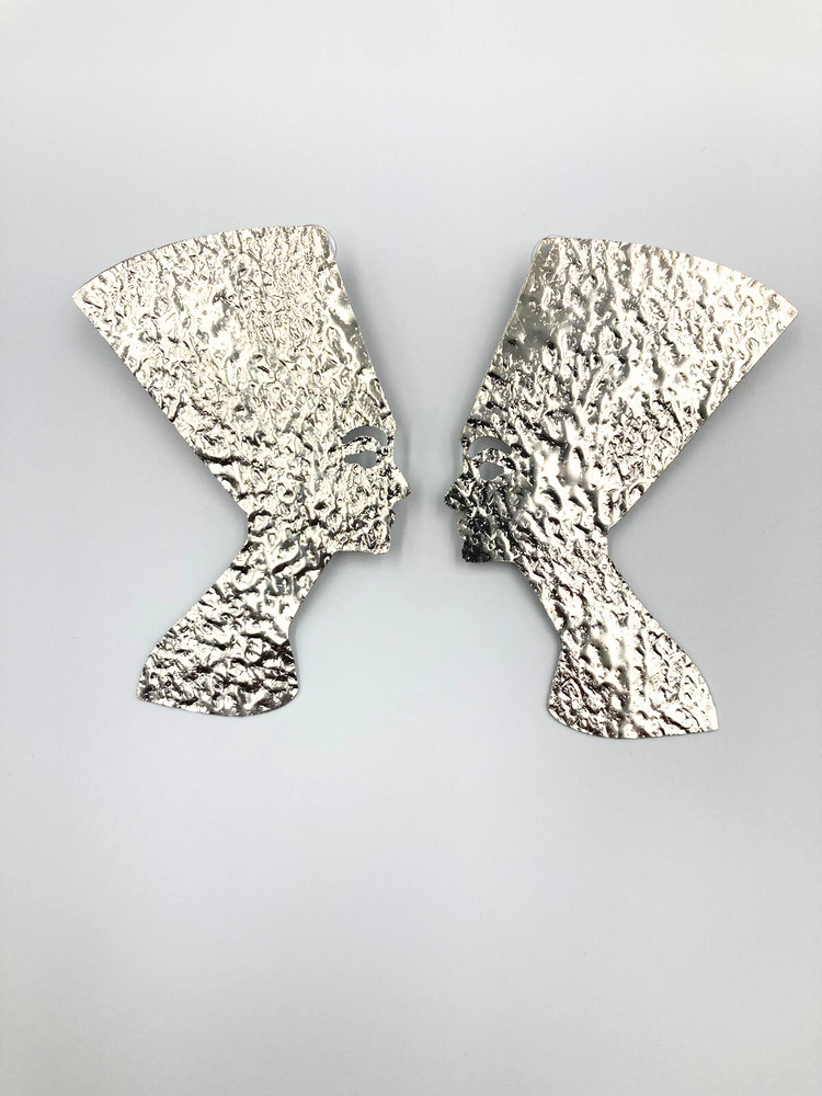 Nubian Dynasty Nefertiti Statement Fashion Earrings - Gold & Silver