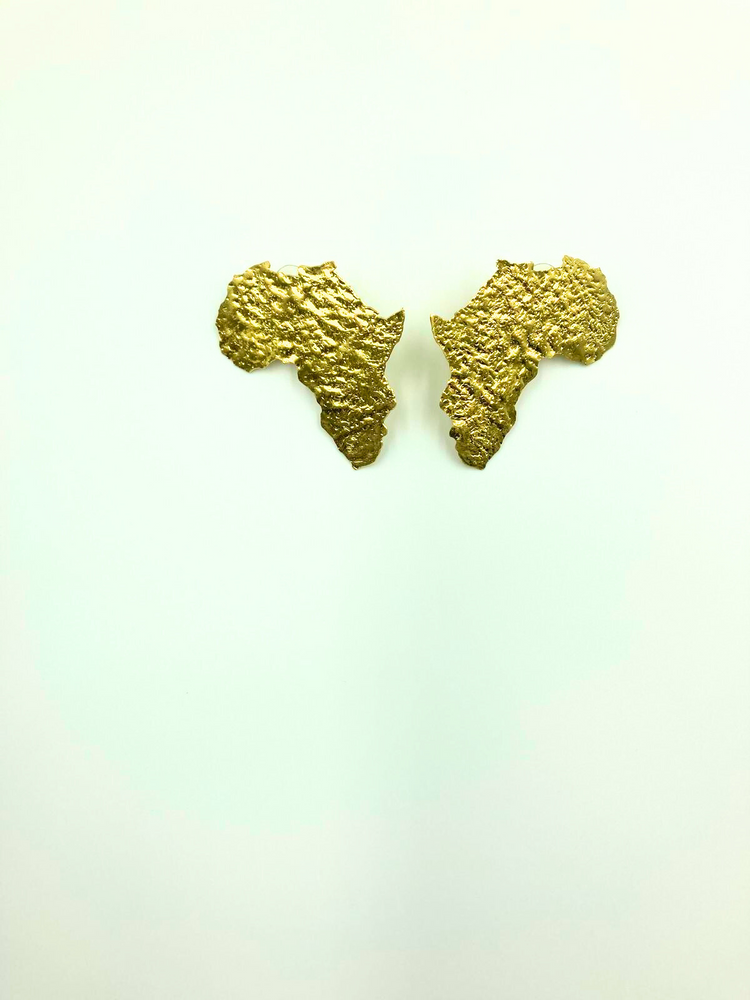 Azania African Map Statement Earrings - Handmade in Gold and Silver
