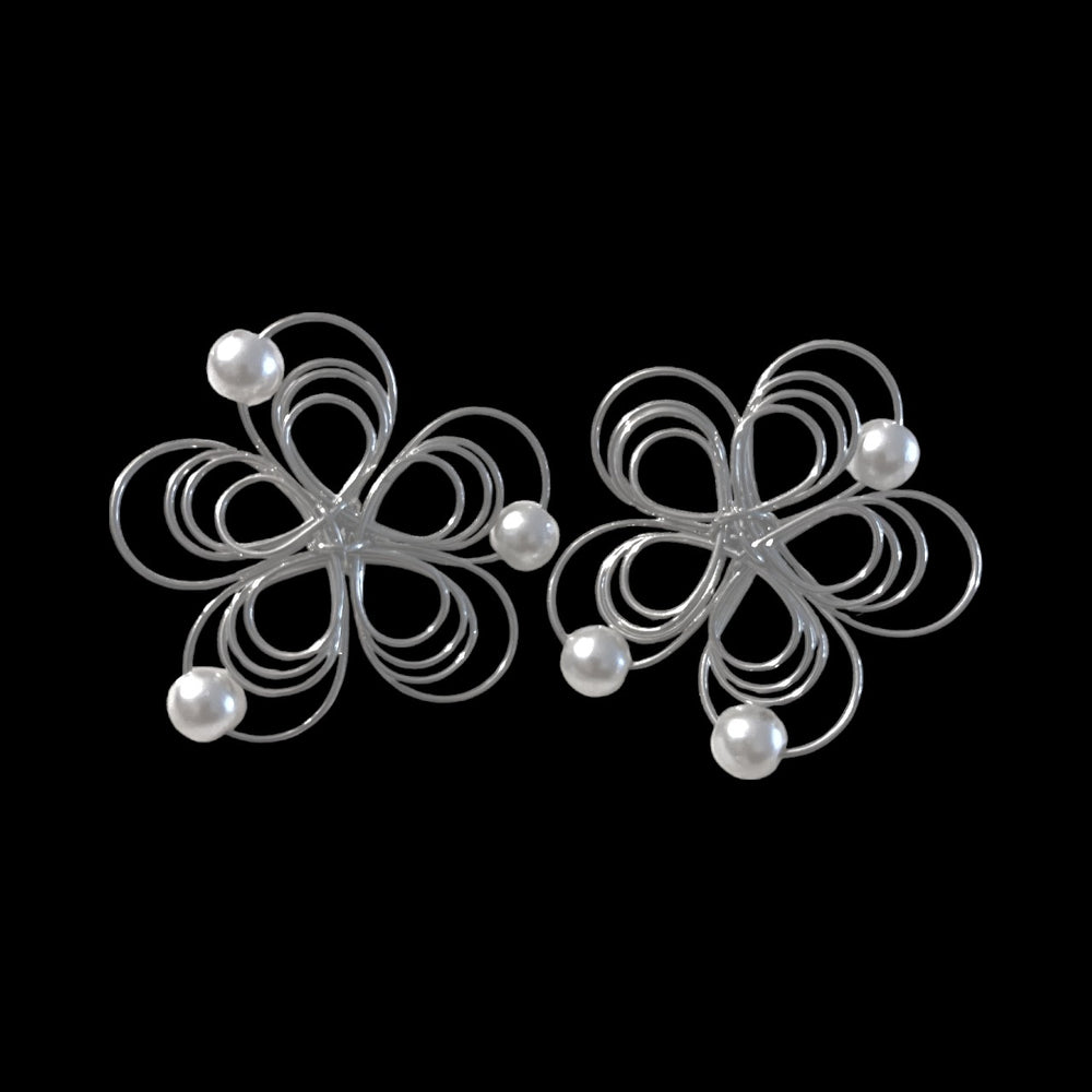 Pearl Petals – Handmade Floral Statement Earrings