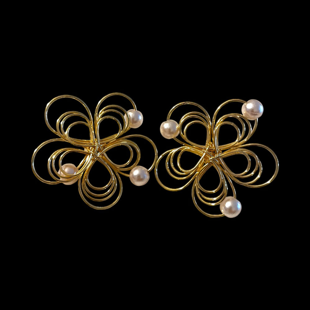 Pearl Petals – Handmade Floral Statement Earrings